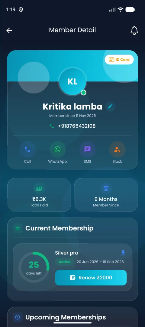 Member profile on mobile