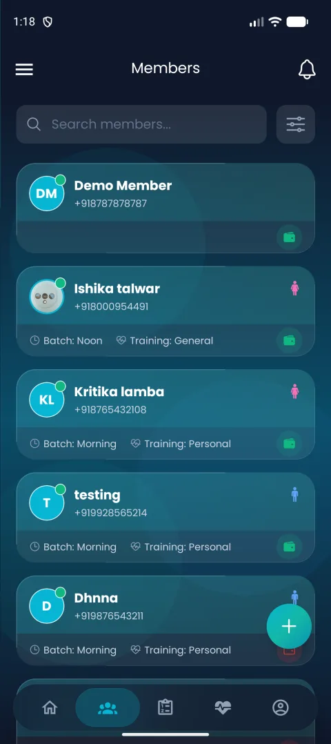 Member list on mobile