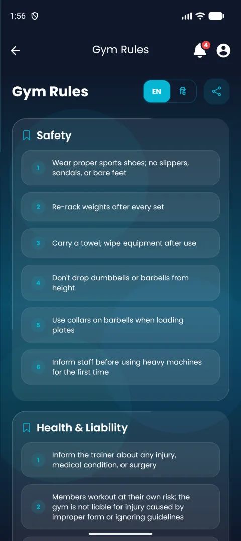8. Review gym rules